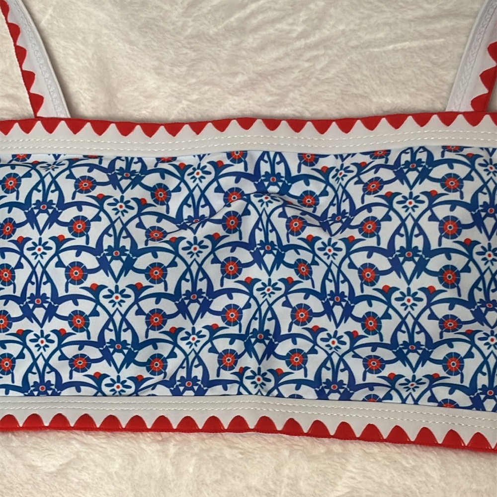 BNWT Zaful 2pc Bikini, Red, White, & Blue patterns, Sz M-US 6, Removable Pads - Picture 4 of 7